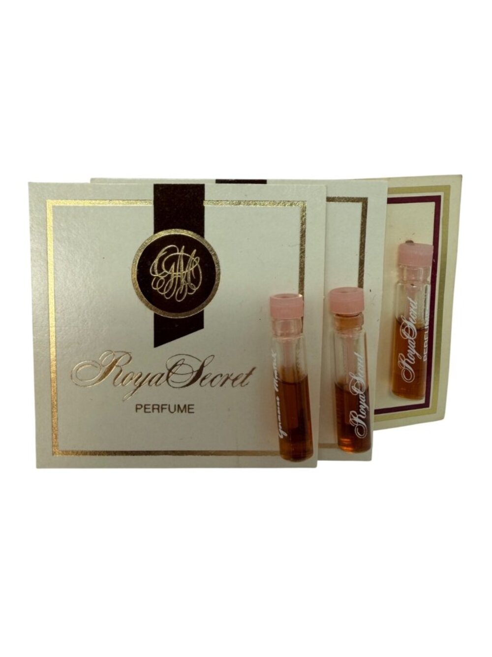 3 Vintage ROYAL SECRET Perfume Carded Samples Germaine Monteil Original Formula